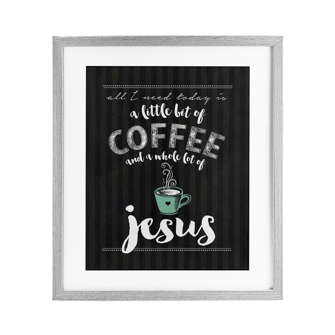 Stupell Industries Little Coffee & Whole Lot Of Jesus Framed Print Under Glass, design by Lettered and Lined